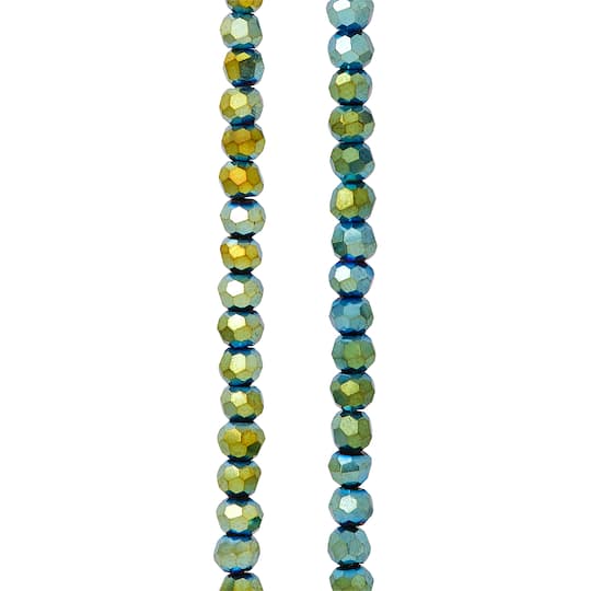 Green Iridescent Glass Faceted Beads, 3mm by Bead Landing™